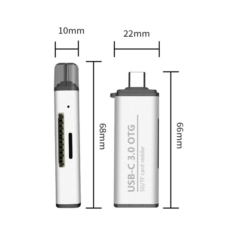 Адаптер ADS-103 3 в 1 Type-C (папа) на USB 3.0 (мама) + слоты для карт SD/TF, OTG, устройство для чтения карт SD/TF