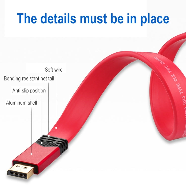 Плоский алюминиевый кабель-адаптер DisplayPort 1.2 (штекер) – DisplayPort 1.2 (штекер) 4K 60 Гц, длина кабеля: 2 м