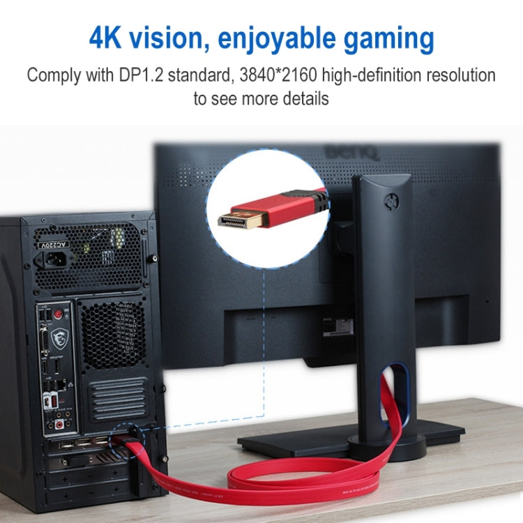 Плоский алюминиевый кабель-адаптер DisplayPort 1.2 (штекер) – DisplayPort 1.2 (штекер) 4K 60 Гц, длина кабеля: 2 м