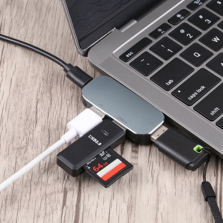4 vienā USB-C / C tipa vīriešu — USB-C / C tipa + USB 3.0 + divkāršs USB mātīšu adapteris