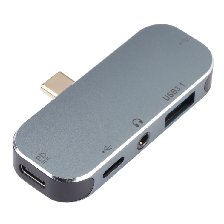 Адаптер 5-в-1 USB-C/Type-C (штекер) на два USB-C/Type-C + 3,5 мм AUX + USB 3.1 + USB (гнездо)