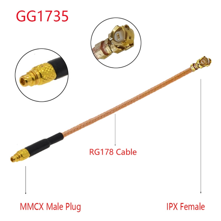 Кабель-адаптер IPX Female - GG1735 MMCX Male RG178, длина: 15 см