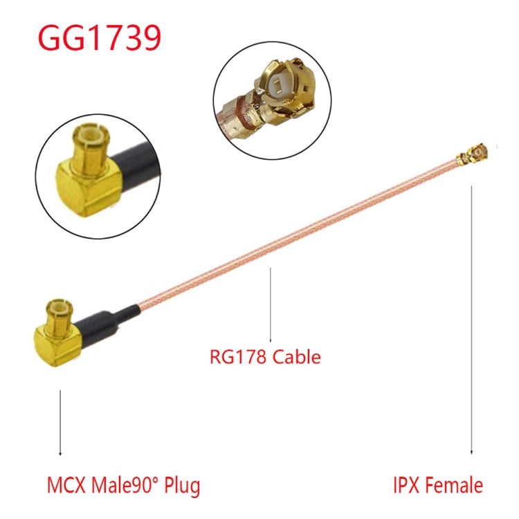 Кабель-адаптер IPX Female - GG1739 MCX Male RG178, длина: 15 см
