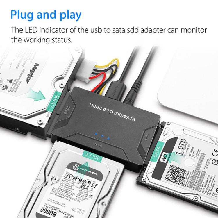 SATA / IDE to USB 3.0 Adapter 2.5 / 3.5 Inch Hard Drive Adapter Cable Converter, US Plug
