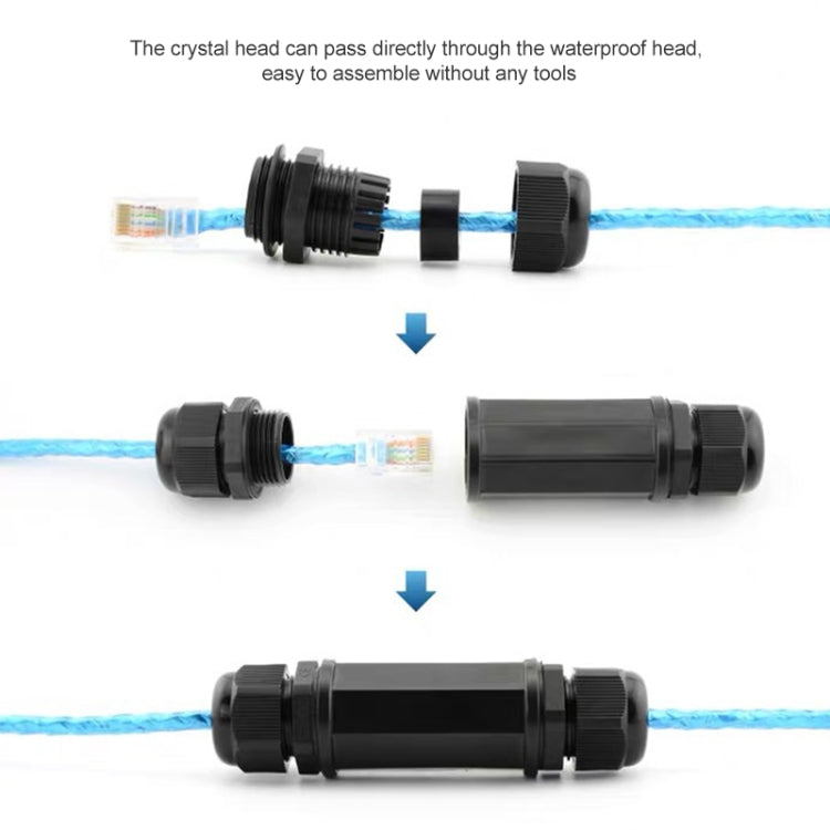 Водонепроницаемый разъем RJ45 с двойной головкой, сетевой адаптер-соединитель