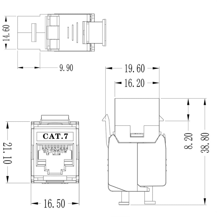 Материнский блок с защитой от цинкового сплава класса 7 CAT7 Module 1208XHC7