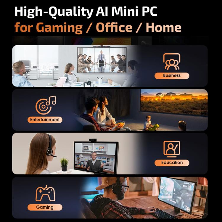 GXMO H90 Pro Windows 11 mini dators, AMD Ryzen 7 8745HS astoņkodolu procesors, ES spraudnis