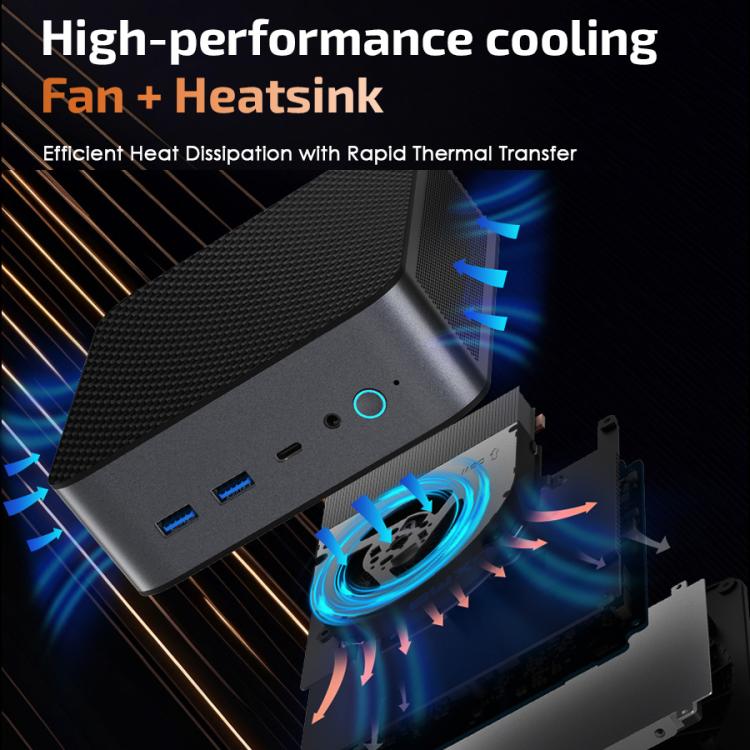 GXMO H90 Pro Windows 11 mini dators, AMD Ryzen 7 8745HS astoņkodolu procesors, ES spraudnis