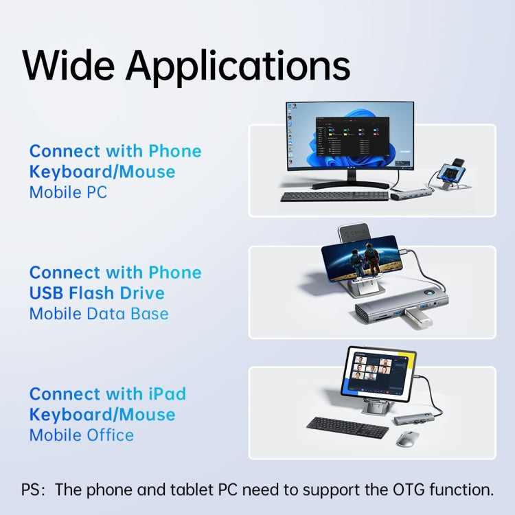 ORICO PW11-8PM Type-C / USB-C 8-in-1 5Gbps Multifunction Docking Station Card Reader