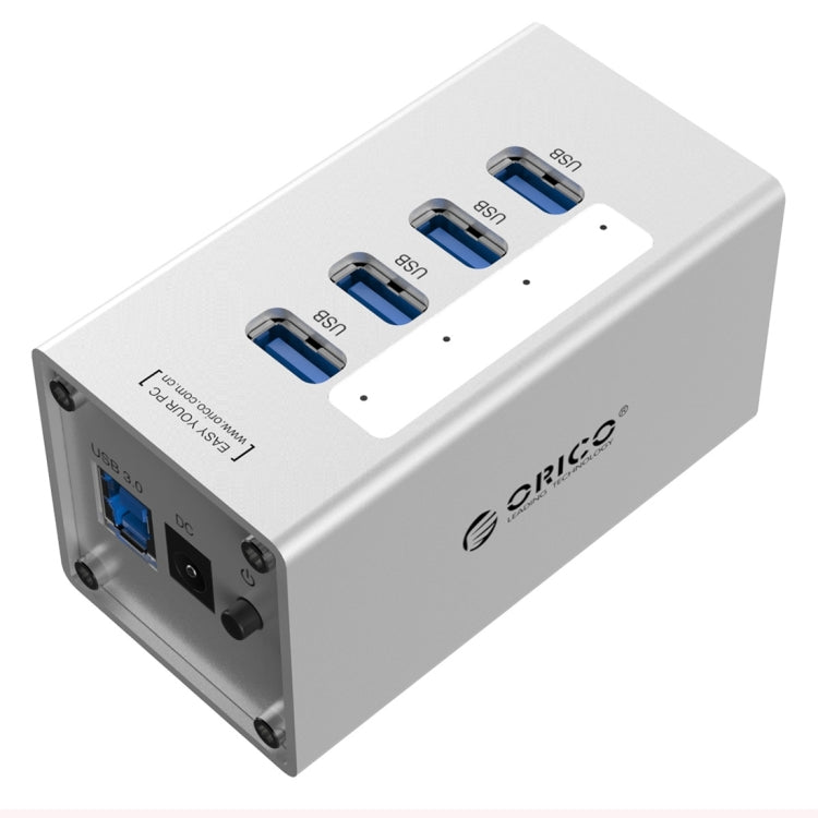 Высокоскоростной алюминиевый концентратор ORICO A3H4 на 4 порта USB 3.0 с блоком питания 12 В/2,5 А для ноутбуков