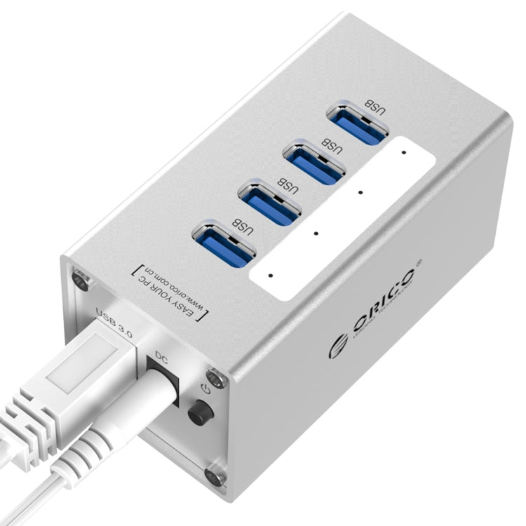 Высокоскоростной алюминиевый концентратор ORICO A3H4 на 4 порта USB 3.0 с блоком питания 12 В/2,5 А для ноутбуков