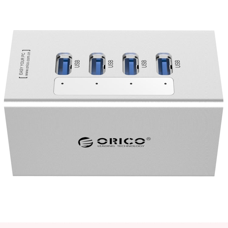 Высокоскоростной алюминиевый концентратор ORICO A3H4 на 4 порта USB 3.0 с блоком питания 12 В/2,5 А для ноутбуков