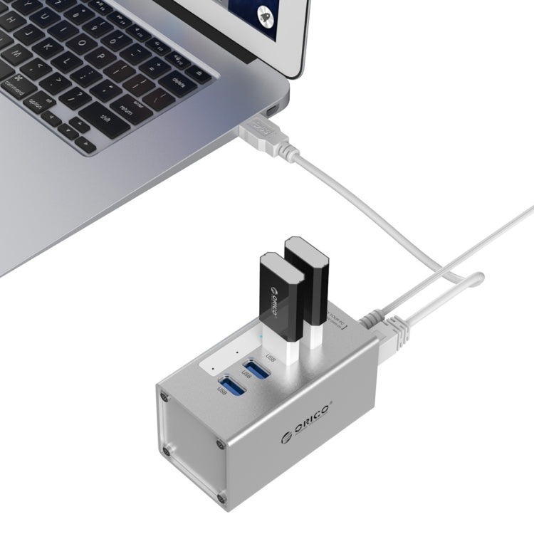 Высокоскоростной алюминиевый концентратор ORICO A3H4 на 4 порта USB 3.0 с блоком питания 12 В/2,5 А для ноутбуков