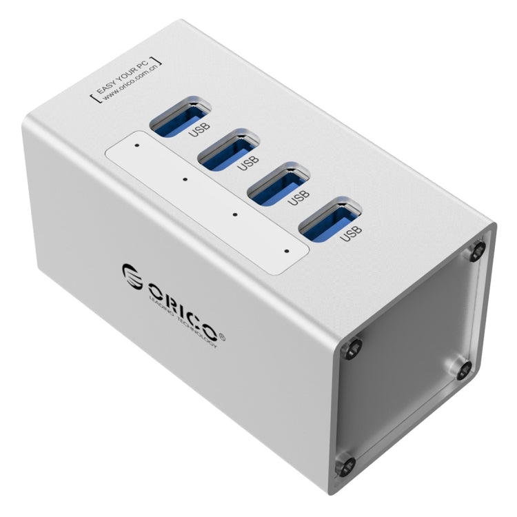 Высокоскоростной алюминиевый концентратор ORICO A3H4 на 4 порта USB 3.0 с блоком питания 12 В/2,5 А для ноутбуков