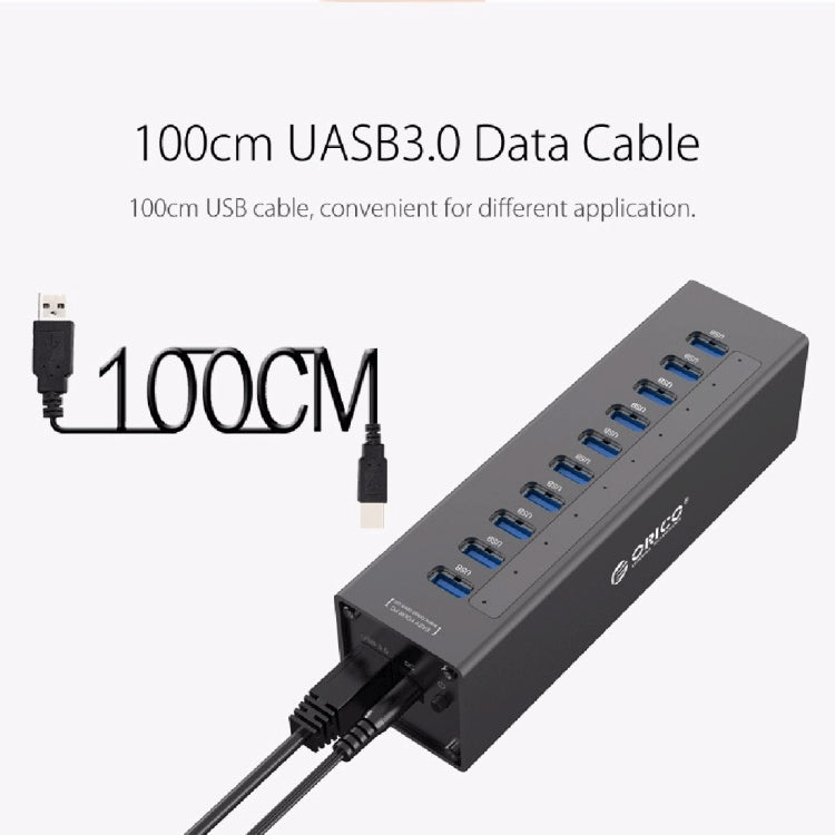 ORICO A3H10 алюминиевый высокоскоростной концентратор USB 3.0 на 10 портов с адаптером питания для ноутбуков