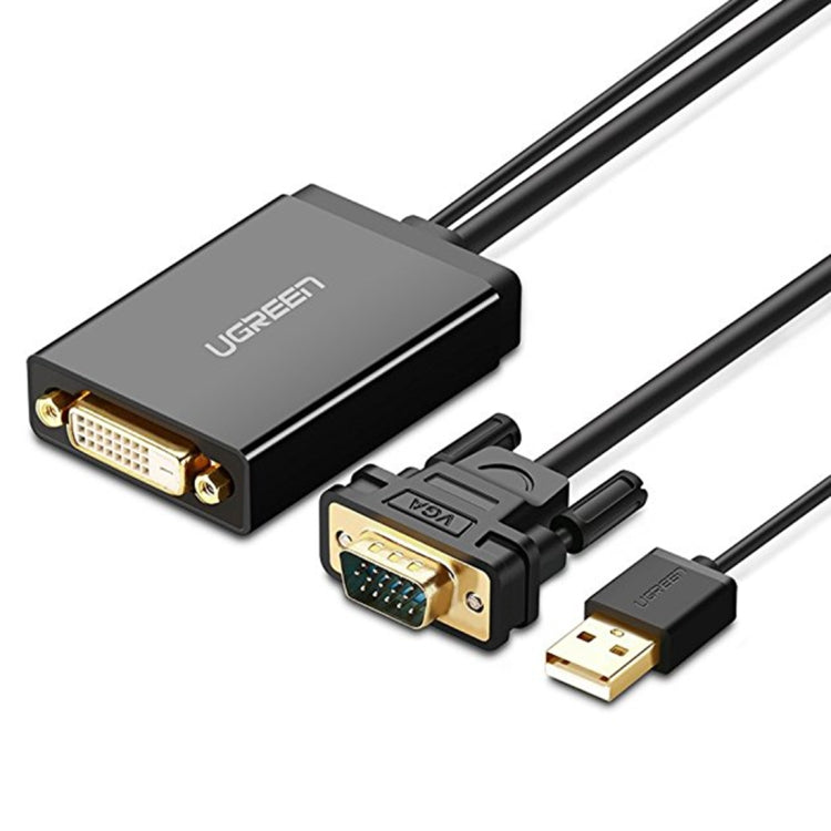 Кабель-адаптер UGREEN MM119 1080P Full HD VGA - DVI (24+1) «папа - мама» для компьютера, ПК, ноутбука, HDTV, проектора, DVD-видеокарты и других устройств с поддержкой VGA / DVI, длина кабеля: 50 см