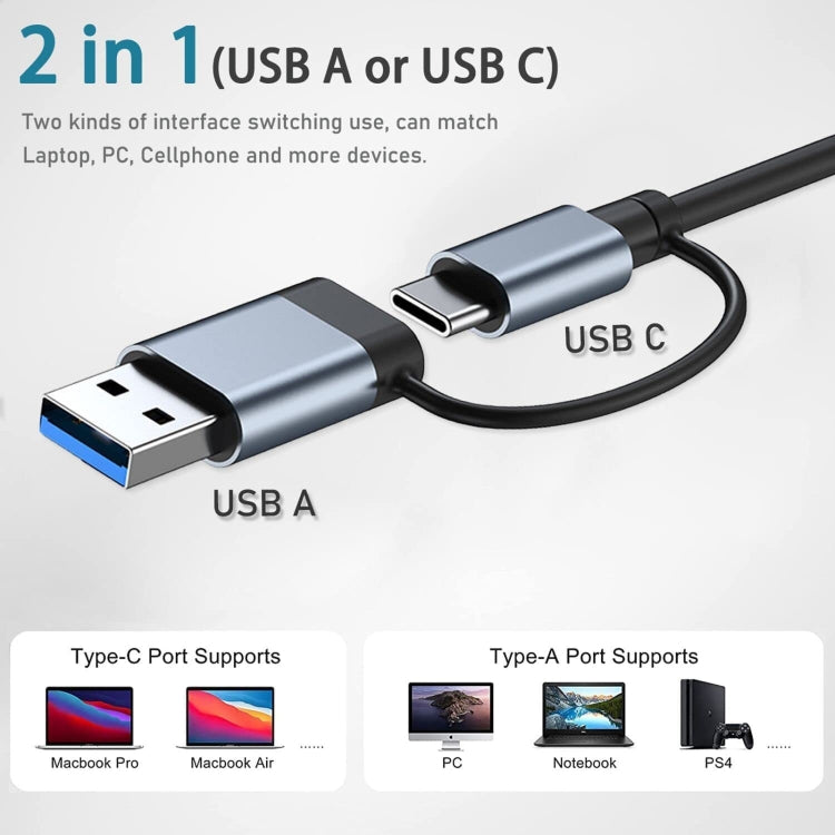 BYL-2207TU 2 в 1 USB + Type-C - RJ45 док-станция-концентратор адаптер