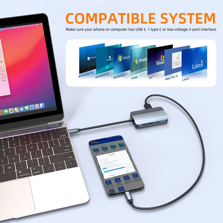 BYL-2112 5-в-1 USB-C / Type-C - USB Многофункциональная док-станция-концентратор Адаптер