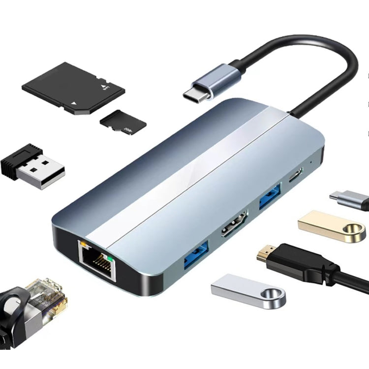 BYL-2205 8-в-1 USB-C / Type-C - USB Многофункциональная док-станция-концентратор Адаптер