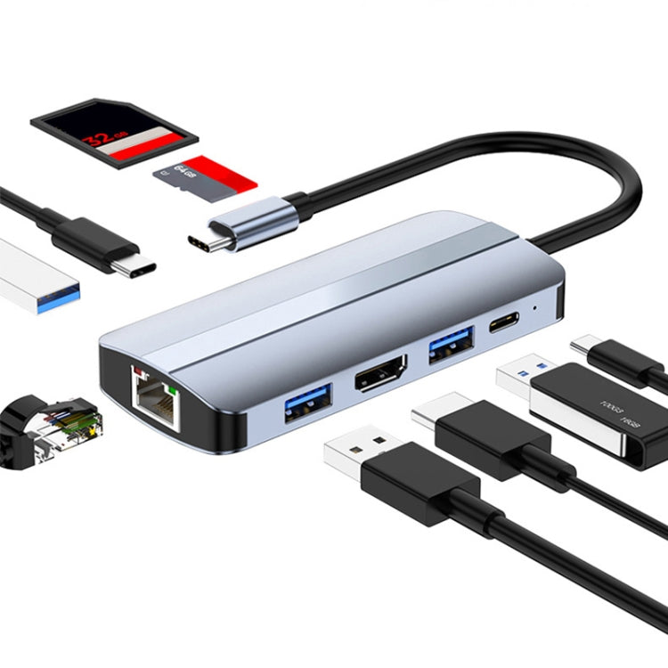 BYL-2206 9-в-1 USB-C / Type-C - USB Многофункциональная док-станция-концентратор Адаптер
