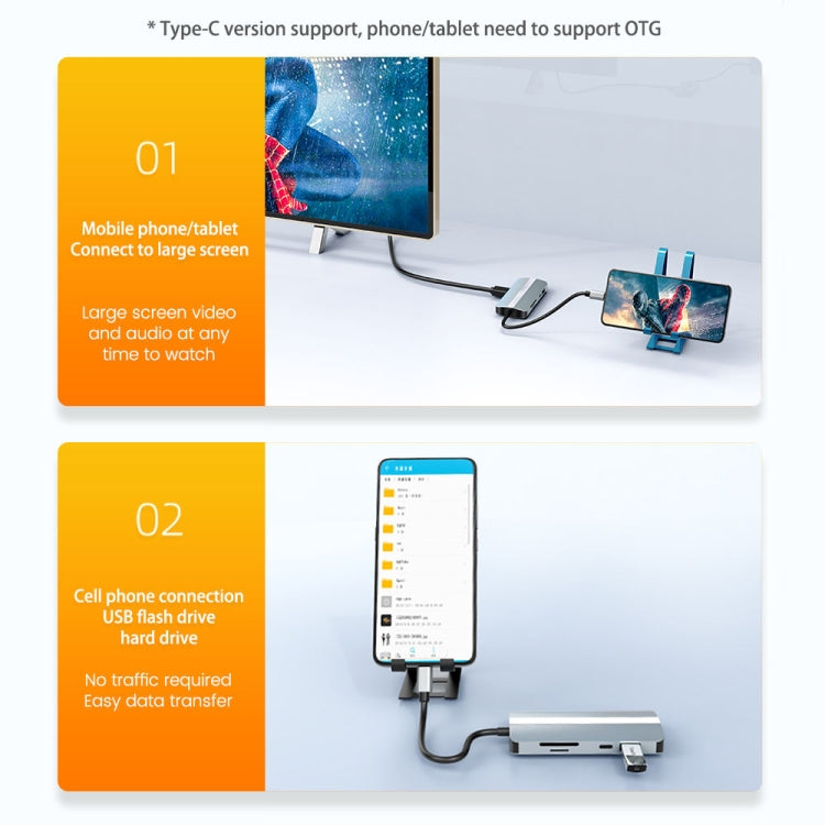 BYL-2206 9-в-1 USB-C / Type-C - USB Многофункциональная док-станция-концентратор Адаптер