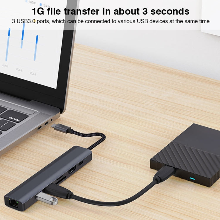 BYL-2303 7-в-1 USB-C / Type-C - USB Многофункциональная док-станция-концентратор Адаптер