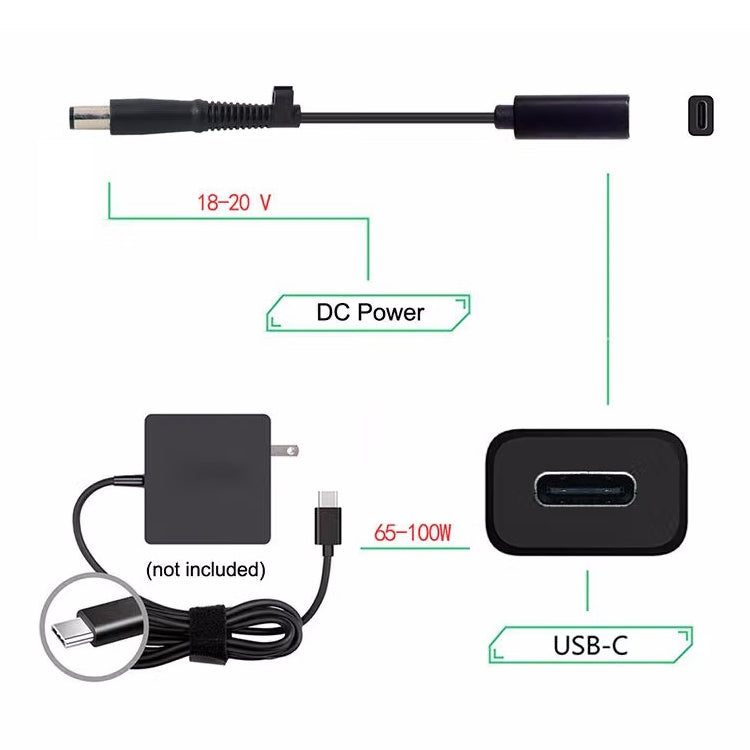 Кабель-адаптер питания DP USB-C/Type-C на 7,4 x 0,6 мм для HP