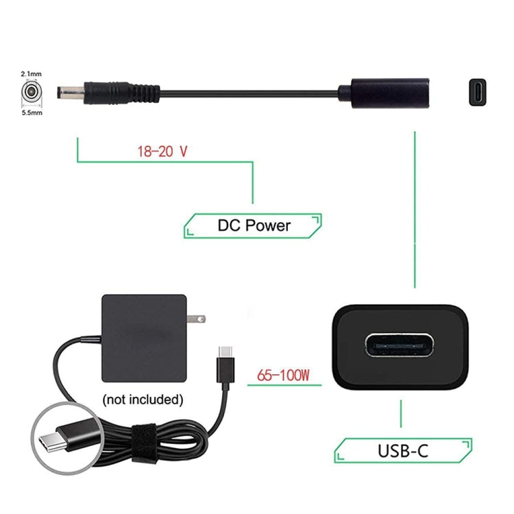 Кабель-адаптер питания и зарядного устройства DP USB-C/Type-C на 5,5 x 2,1 мм