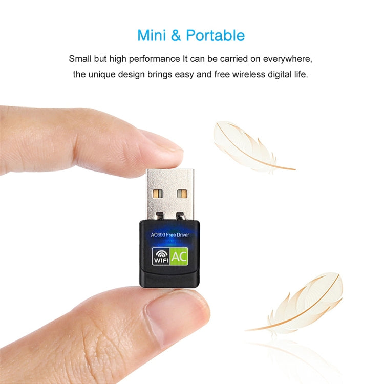 AC600Mbps 2.4GHz & 5GHz двухдиапазонный USB 2.0 WiFi Free Drive Adapter внешняя сетевая карта
