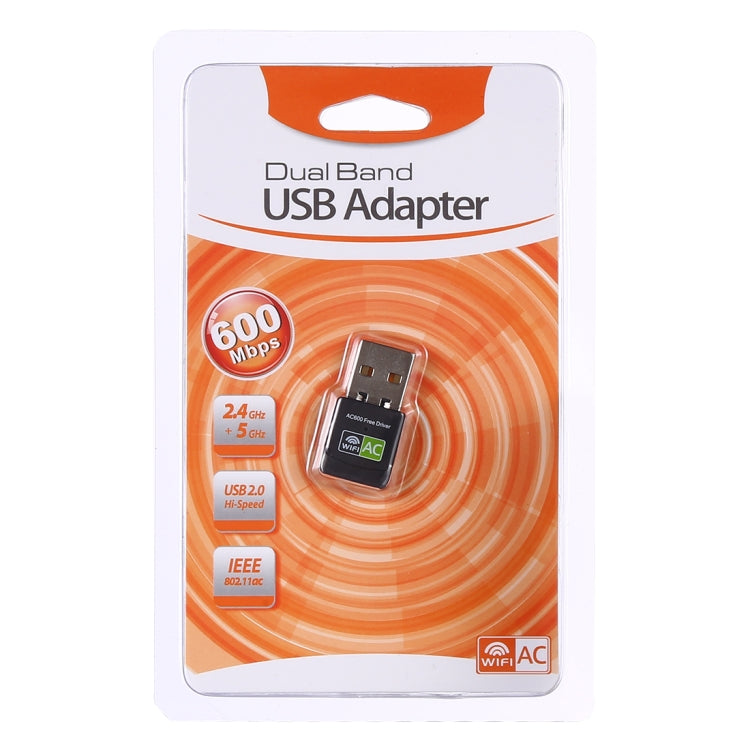 AC600Mbps 2.4GHz & 5GHz двухдиапазонный USB 2.0 WiFi Free Drive Adapter внешняя сетевая карта