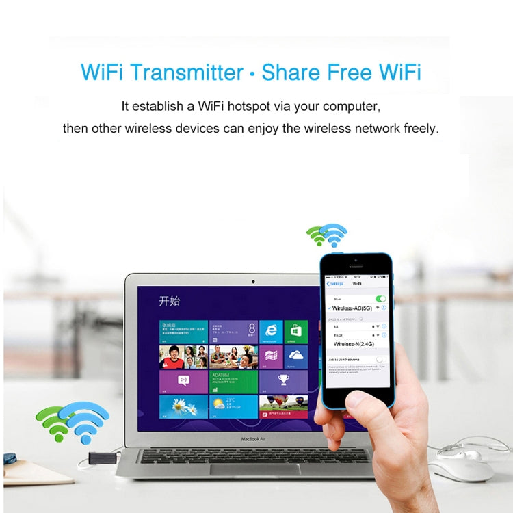 AC600Mbps 2.4GHz & 5GHz двухдиапазонный USB 2.0 WiFi Free Drive Adapter внешняя сетевая карта