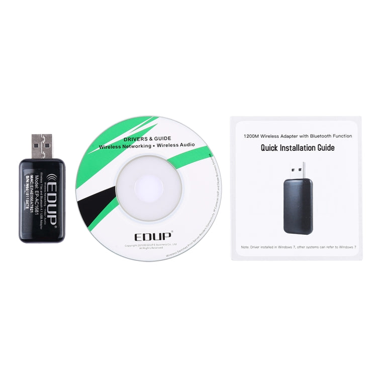 EDUP EP-AC1681 2 в 1 AC1200 Мбит/с 2,4 ГГц и 5,8 ГГц двухдиапазонный USB WiFi адаптер внешняя сетевая карта с функцией Bluetooth 4.1