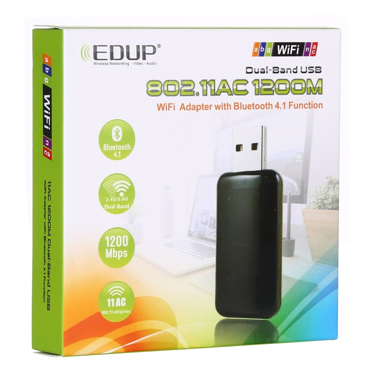EDUP EP-AC1681 2 в 1 AC1200 Мбит/с 2,4 ГГц и 5,8 ГГц двухдиапазонный USB WiFi адаптер внешняя сетевая карта с функцией Bluetooth 4.1