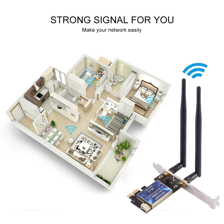 EDUP EP-9620 2 в 1 AC1200 Мбит/с 2,4 ГГц и 5,8 ГГц двухдиапазонный PCI-E WiFi-адаптер с 2 антеннами внешняя сетевая карта + Bluetooth