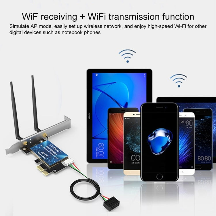 EDUP EP-9620 2 в 1 AC1200 Мбит/с 2,4 ГГц и 5,8 ГГц двухдиапазонный PCI-E WiFi-адаптер с 2 антеннами внешняя сетевая карта + Bluetooth