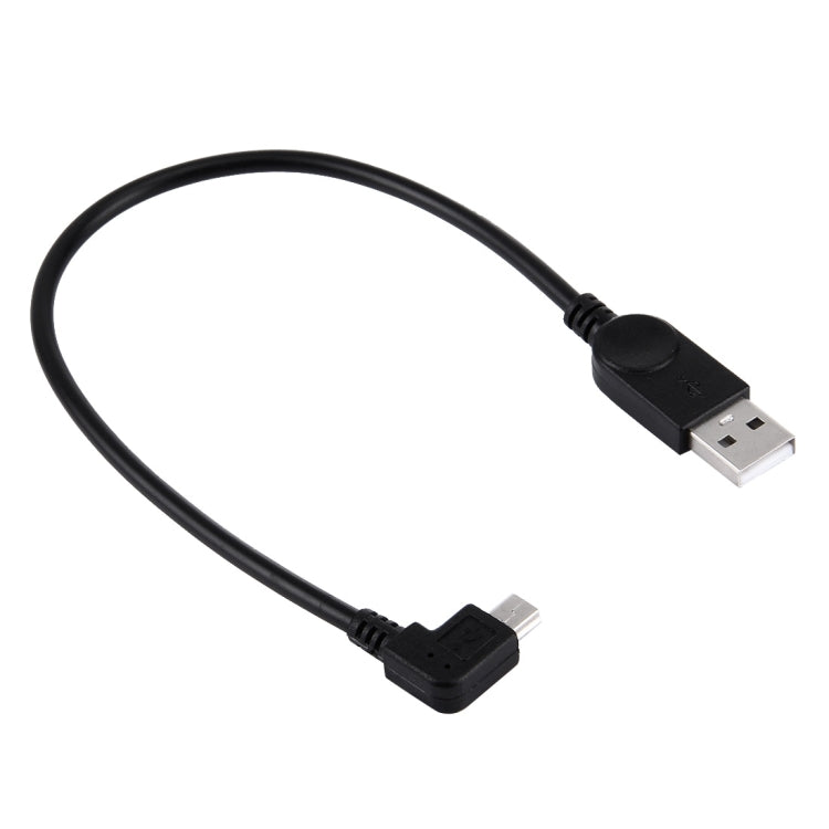 Кабель Mini USB-USB для передачи данных и зарядки, угол 90 градусов, левый, длина: 28 см