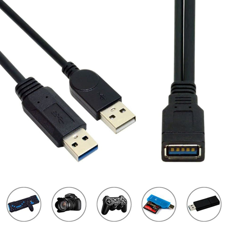 Кабель USB 3.0 (женский) на USB 2.0 + USB 3.0 (мужской) для компьютера/ноутбука, длина: 29 см