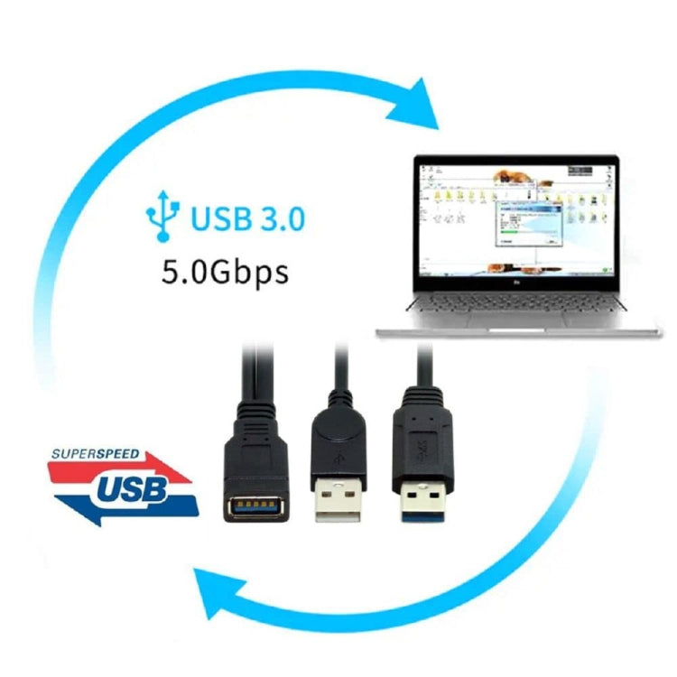 Кабель USB 3.0 (женский) на USB 2.0 + USB 3.0 (мужской) для компьютера/ноутбука, длина: 29 см