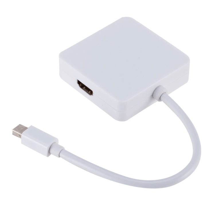Квадратный адаптер 3-в-1 Mini DP «папа» на HDMI + VGA + DVI «мама», длина кабеля: 18 см