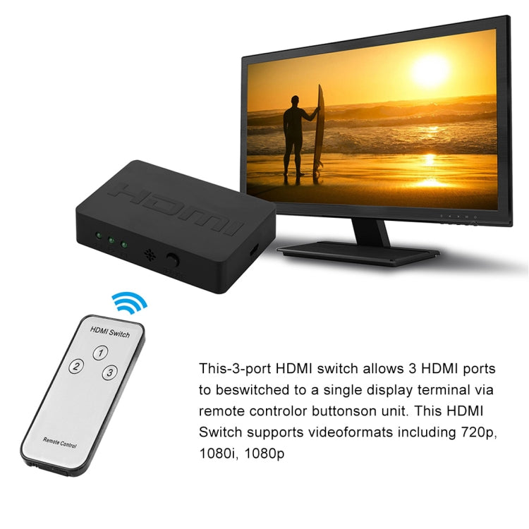 HDMI-коммутатор 1080P 3 x 1 (3 входа x 1 выход) с пультом дистанционного управления