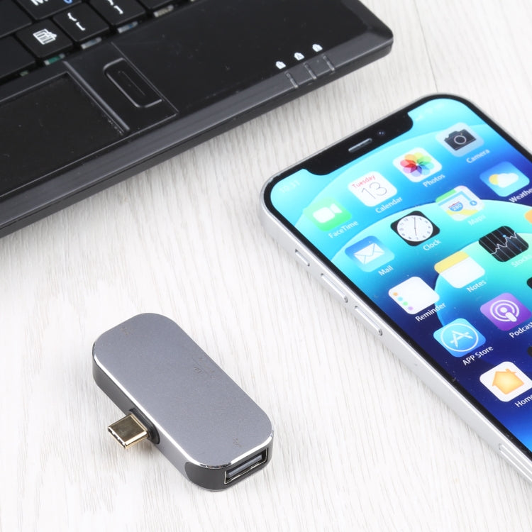 3 в 1 USB-C/Type-C (папа) на USB-C/Type-C (зарядка) + USB + DP (мама) адаптер