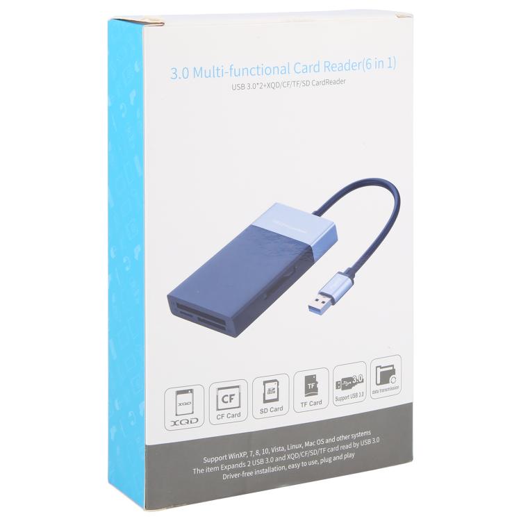 Многофункциональный 6-в-1: двойной USB 3.0 + XQD + CF + TF + SD кард-ридер