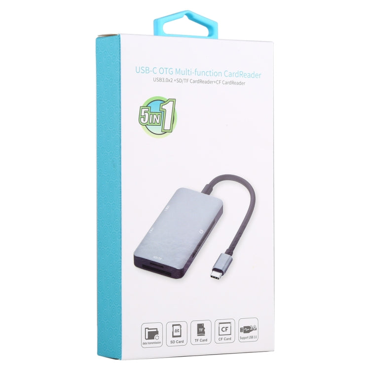 5 vienā divkāršs USB 3.0 + CF + TF + SD daudzfunkcionāls USB-C OTG karšu lasītājs