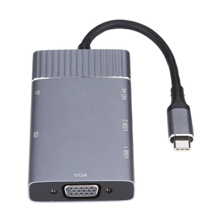 7 в 1: двойной USB 3.0 + TF/SD + HDMI/VGA + разъем 3,5 мм + Type-C / USB-C Многофункциональная док-станция USB-C
