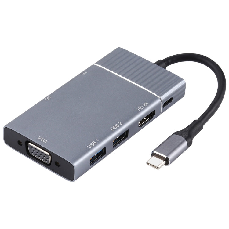 7 в 1: двойной USB 3.0 + TF/SD + HDMI/VGA + разъем 3,5 мм + Type-C / USB-C Многофункциональная док-станция USB-C