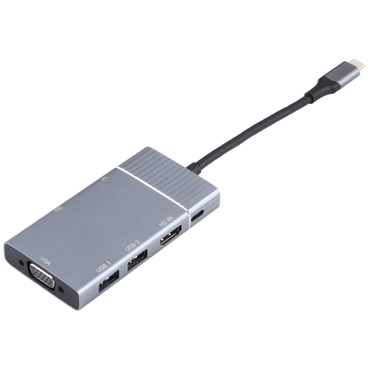 7 в 1: двойной USB 3.0 + TF/SD + HDMI/VGA + разъем 3,5 мм + Type-C / USB-C Многофункциональная док-станция USB-C