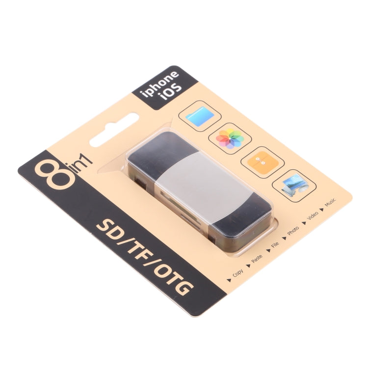 8 в 1 Type-C / USB-C + 8-контактный + два USB + SD + TF + карта Micro + многофункциональный адаптер OTG