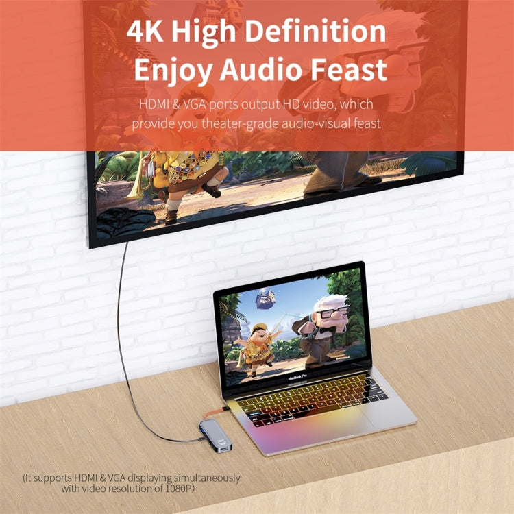 ROCK TR01 10 In 1 Type-C / USB-C to HDMI + VGA Multifunctional Extension HUB Adapter