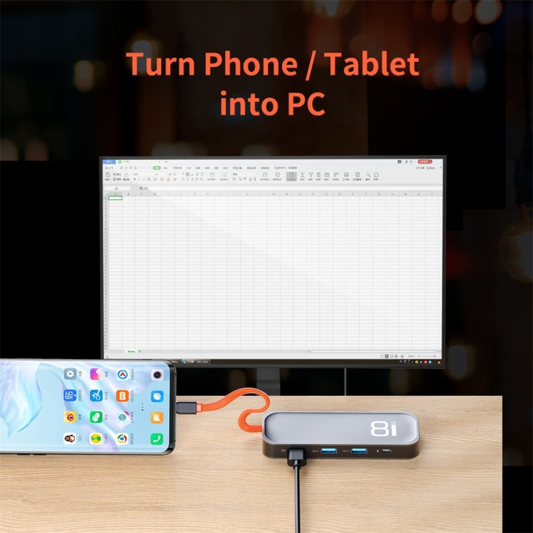 ROCK TR03 8 In 1 Type-C / USB-C to HDMI Multifunctional Extension HUB Adapter