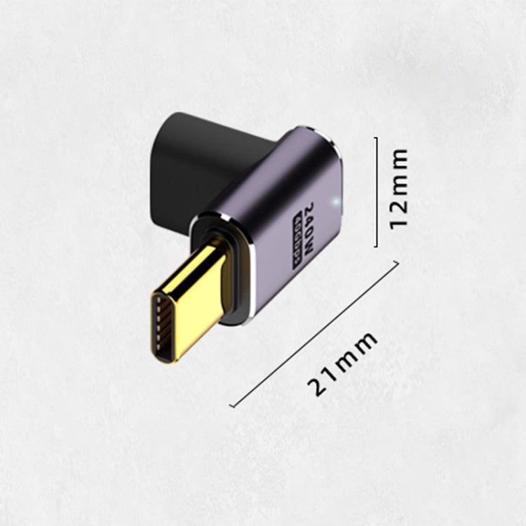 Адаптер USB-C/Type-C (мама) на USB-C/Type-C (папа) 240 Вт, 40 Гбит/с, изгиб вверх и вниз, с подсветкой